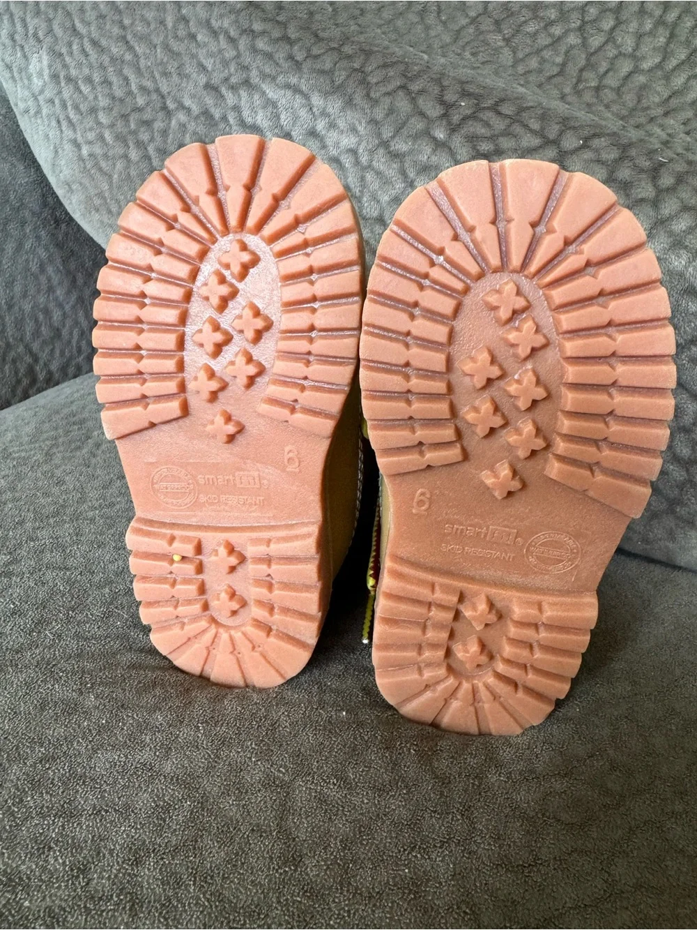 Smart Fit toddler size 6 work hiking boots Kids Tan Work-Style Boots with Yellow